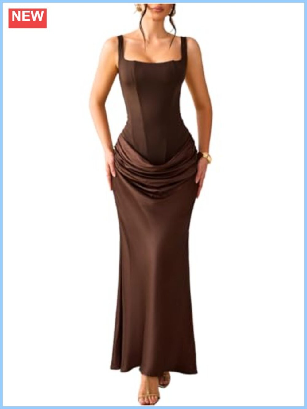 Womens Corset Mermaid Maxi Dress Lace Up Back Formal Gown